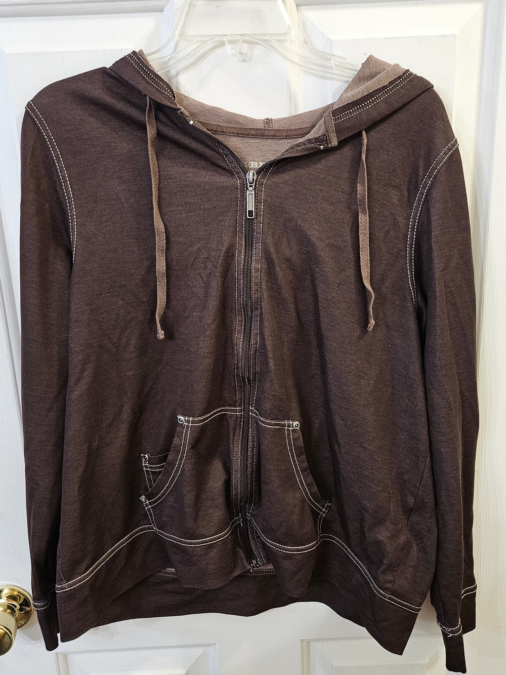 Bit & Bridle Brown Full Zip Brown Women's Hoodie Y2K Aesthetic 1X